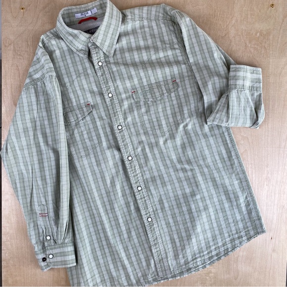 Orvis Shirts Orvis Trout Bum Mens Medium Pearl Snap Long Sleeve